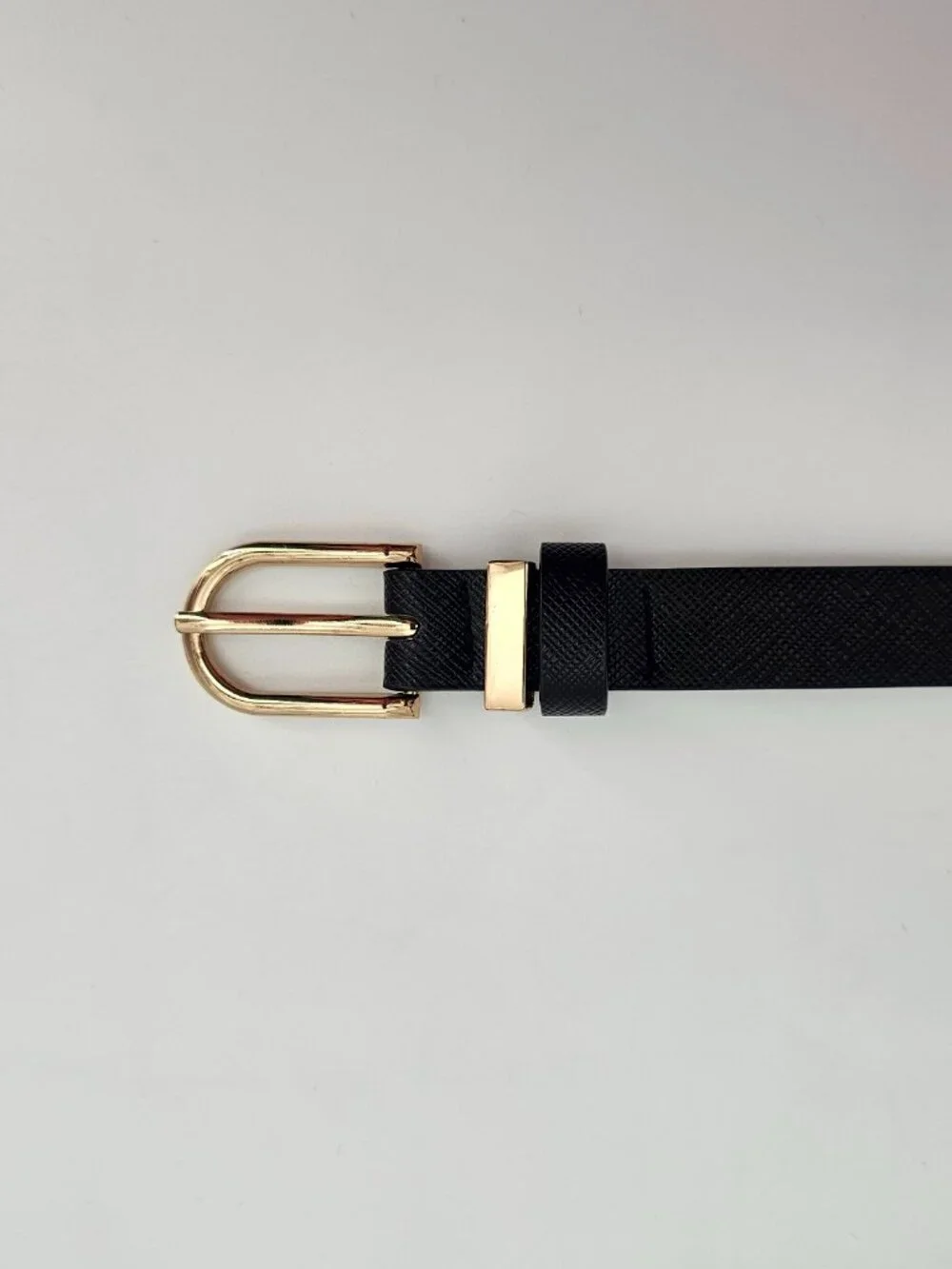 Black Skinny Belt Gold Buckle Women’s Belt